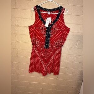 Bila Red and Black Floral jumpsuit